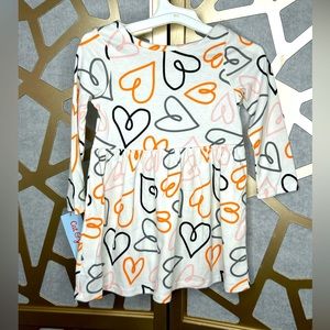 Toddler Girls Hearts Long Sleeve Dress NWT‎